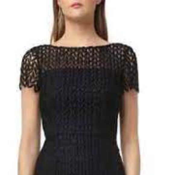 Kay Unger black Tatum floral lace midi cocktail dress size 2 - Picture 7 of 10